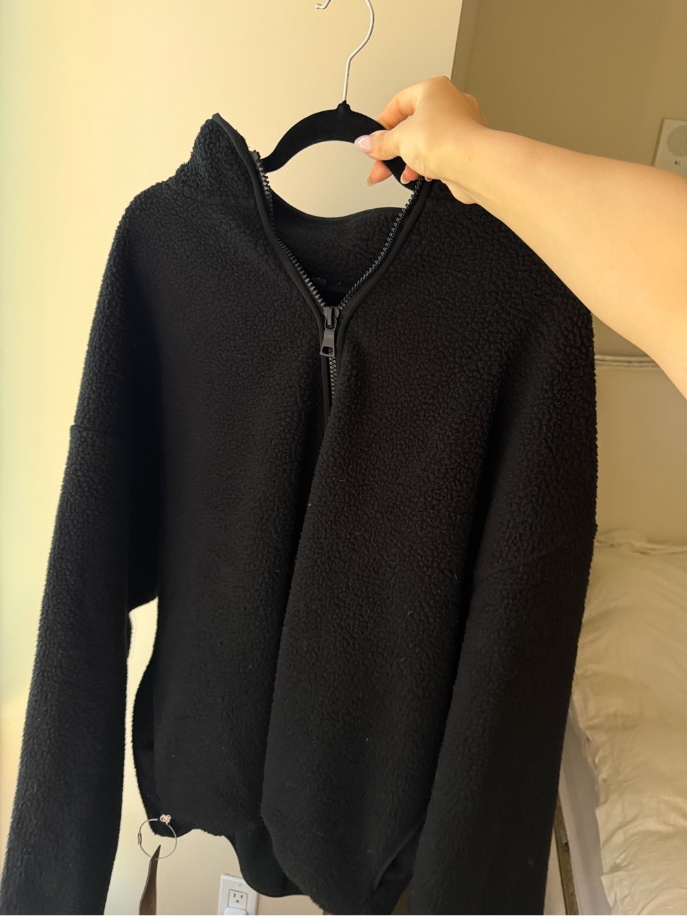 Black Sherpa Zip-Up Jacket UNISEX